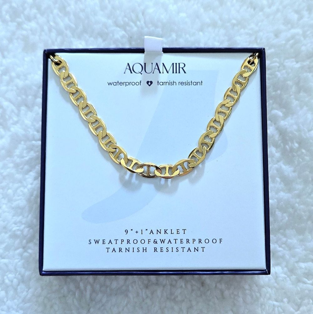 Aquamir Waterproof Gold💛 Flat Mariner⚓️ Link Chain⛓️ Anklet🦶 - NIB - Picture 12 of 15